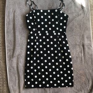 Black and white polka dot mini dress